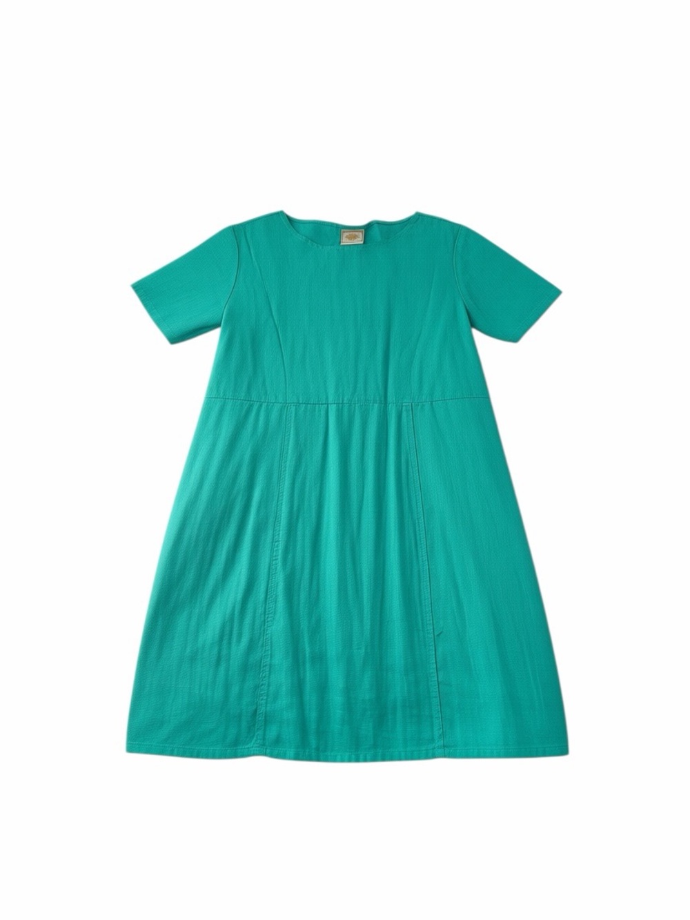 Tom Tom 100% Linen Teal Midi Dress Lagenlook Minimalist Cottagecore Casual Sz M